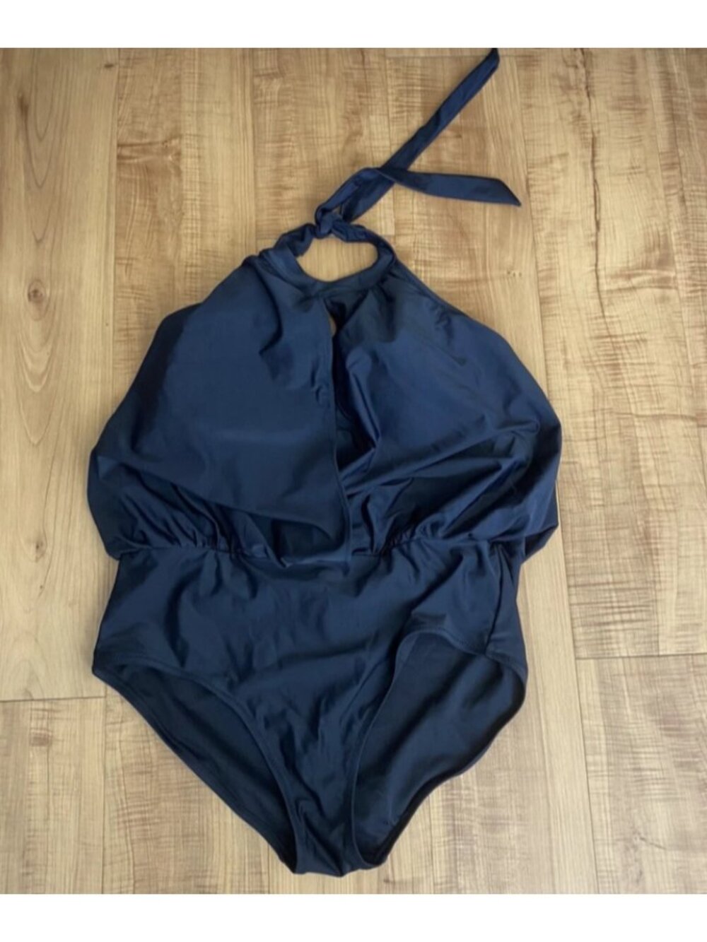 Raisins Curve Black High Neck Halter One Piece Swimsuit Women's Plus 14W